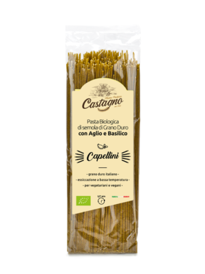 Capellini di semola di grano duro con aglio e basilico