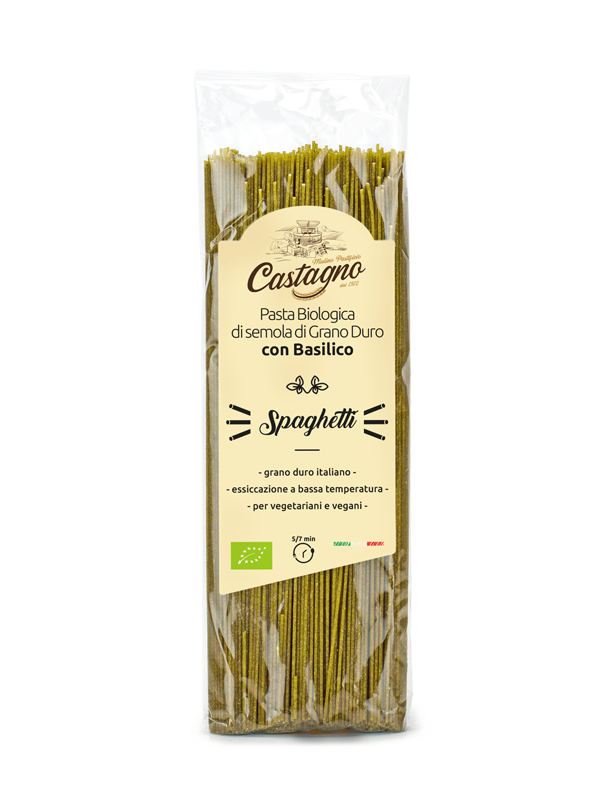 Spaghetti di semola di grano duro con basilico