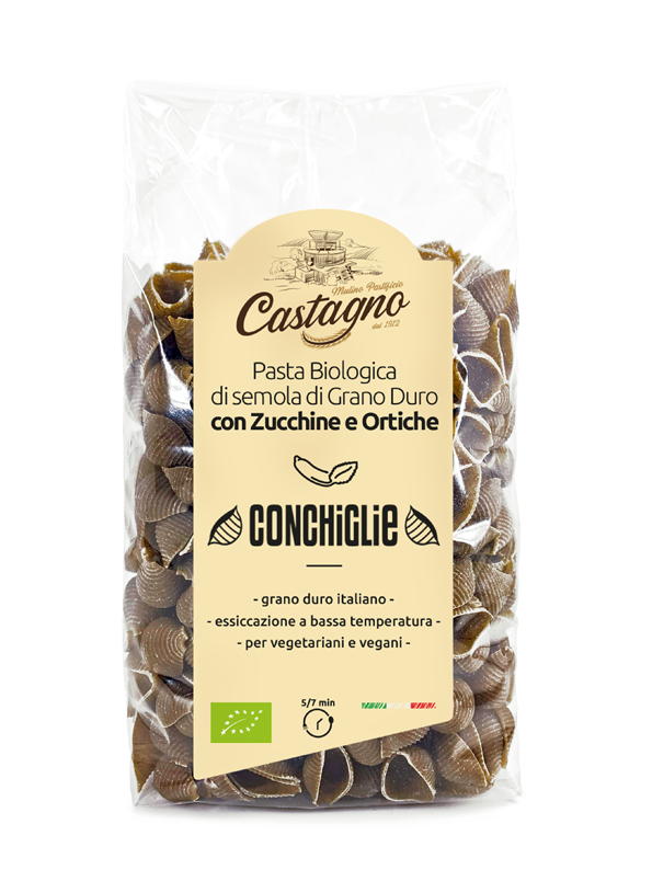 Conchiglie di grano duro con zucchine e ortiche