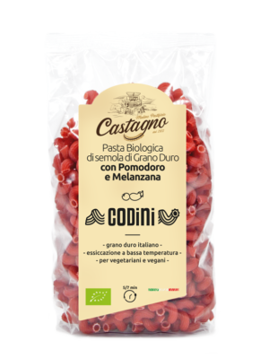 Codini di semola di grano duro con pomodoro e melanzana